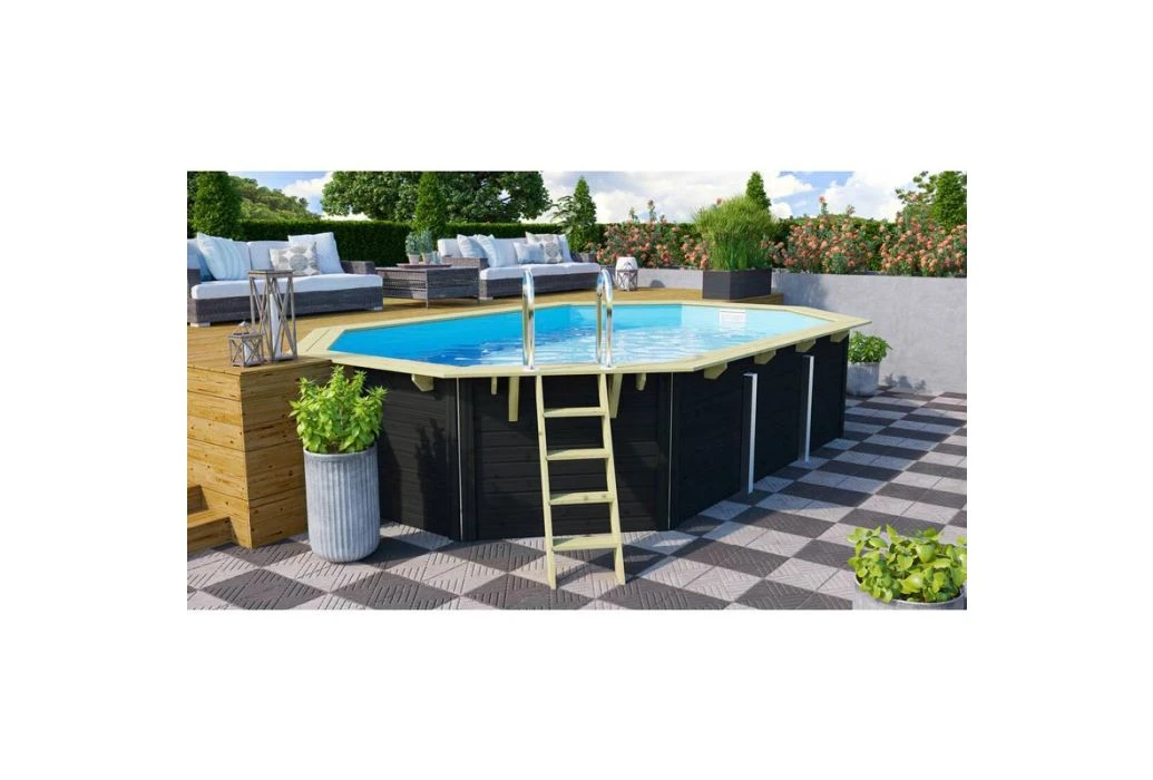 Trend Pool Houten Zwembad Antraciet | 610 X 400 X 124 Cm - Afbeelding 2